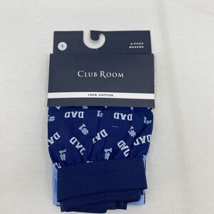 Club Room Men's 2 Pk Dad & Solid Boxer Shorts Blue Size Small